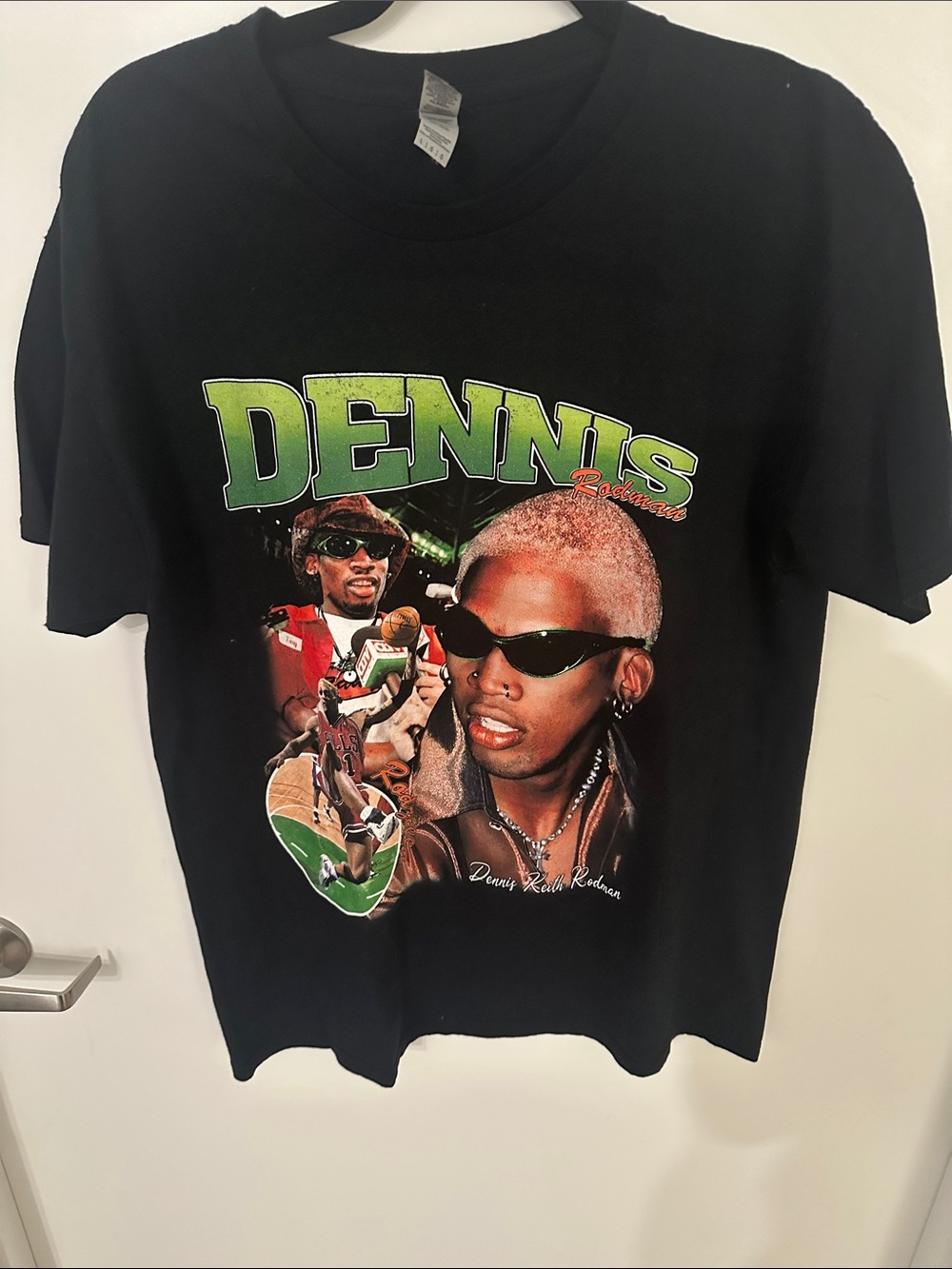 Dennis Rodman Graphic Tee - Black with Green Accents